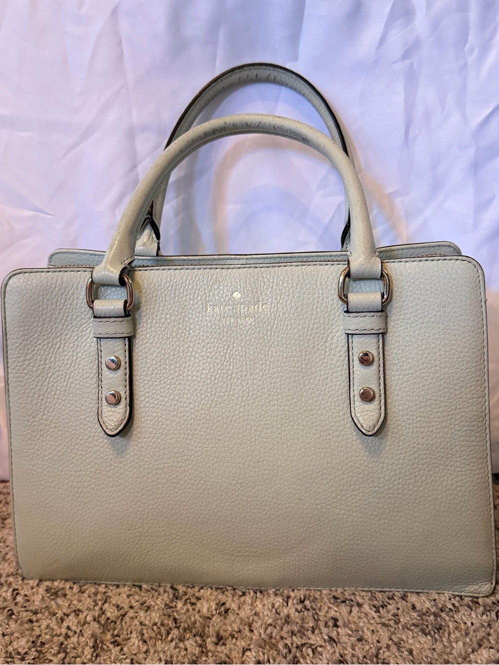 Kate Spade New York Mint Pebbled Leather Satchel Tote